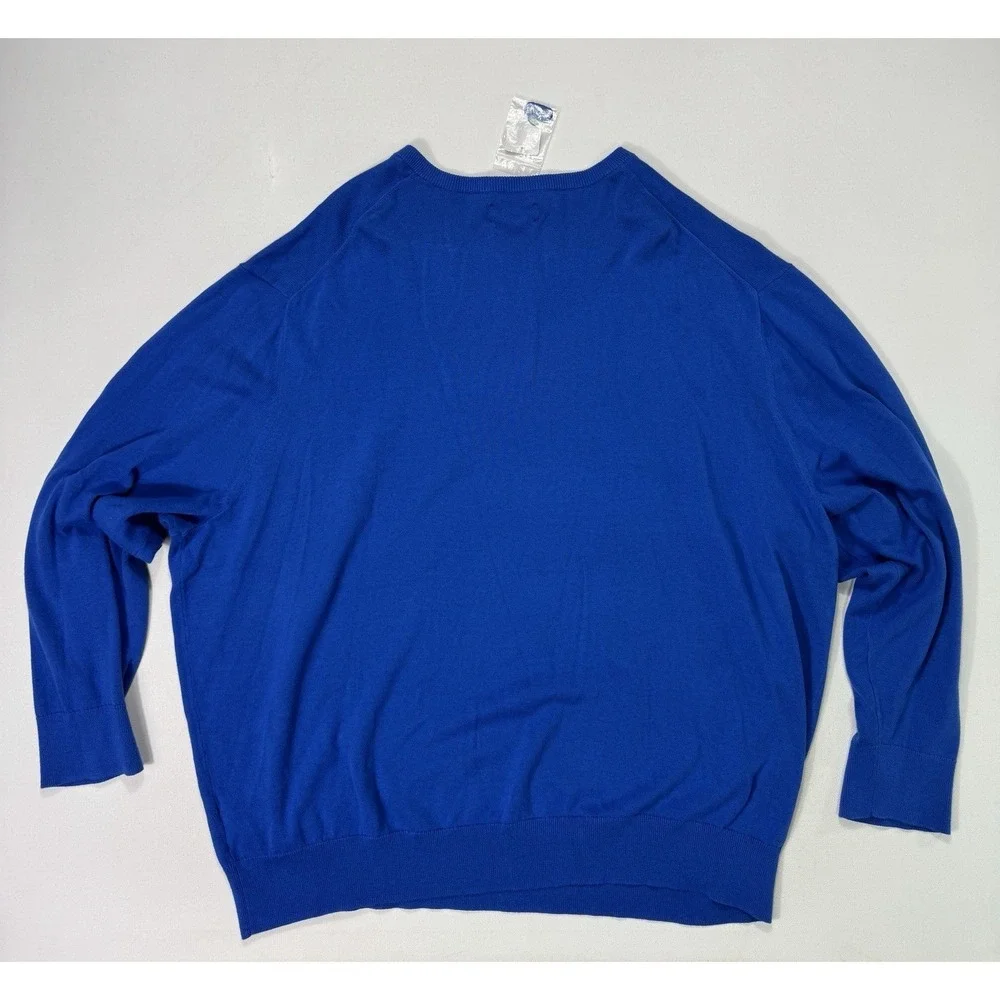 Harbor Bay Men's 4XL Blue Cotton V-Neck Sweater NWT Classic Modern Casual City